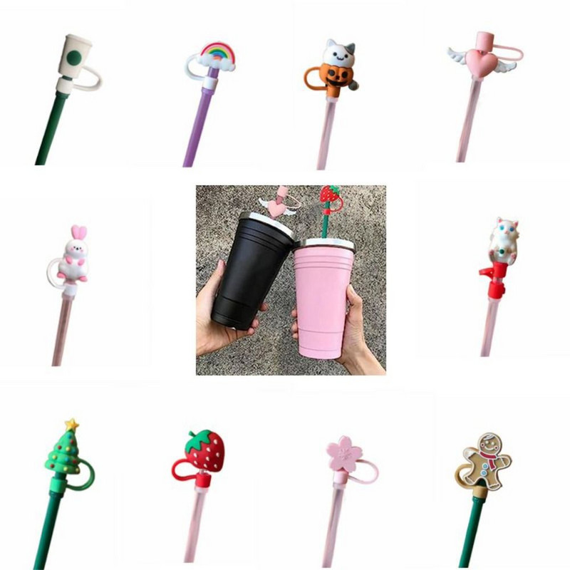 Silikoonist multifilmi kõrreotsad kate korduvkasutatav pehme pritsmekindel joogitolmukork Tolmukindel õhukindel õlekork, lapsed täiskasvanud