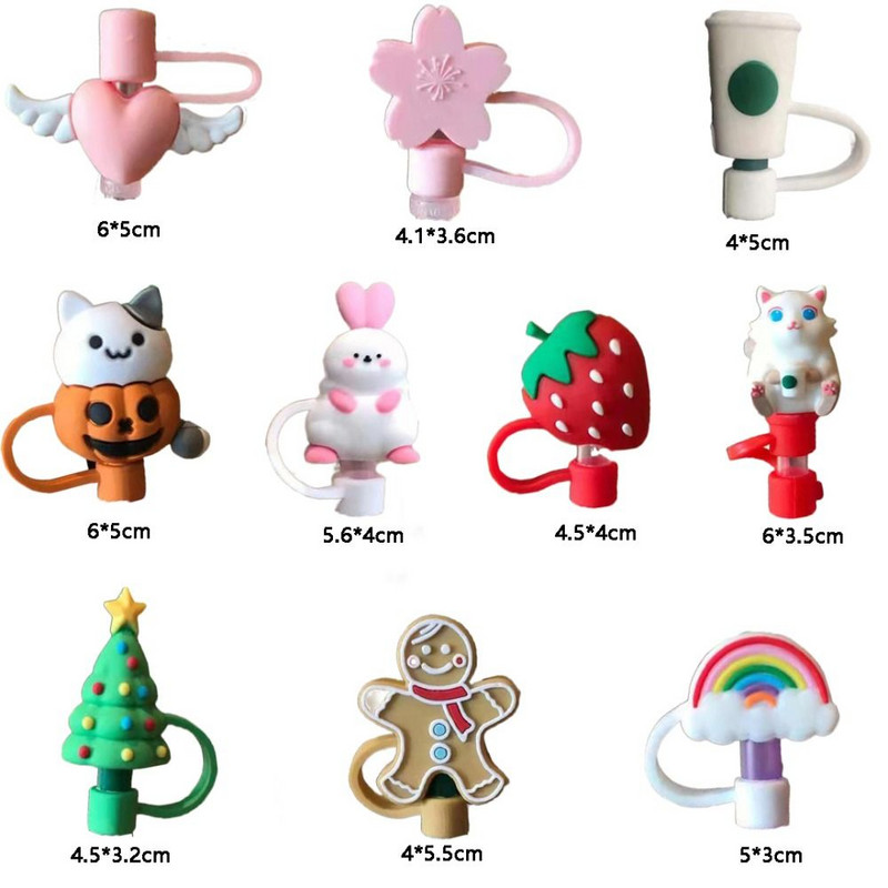 Silikoonist multifilmi kõrreotsad kate korduvkasutatav pehme pritsmekindel joogitolmukork Tolmukindel õhukindel õlekork, lapsed täiskasvanud