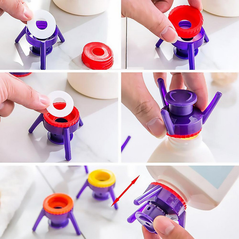 6 vnt. apversto buteliuko dangtelio laikiklio šampūno laikiklis nepralaidus dangtelio stovo įtaisas Daugiafunkcis, praktiškas, patogus kūrybingas