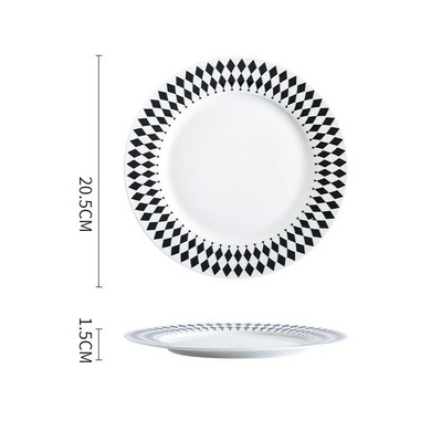 Europietiškas keraminių lėkščių rinkinys glazūros dažymas gyvenamasis kambarys vaisių salotų lėkštė rankomis piešta geometrija stalinis vakarienės rinkinys lėkštės ir indai