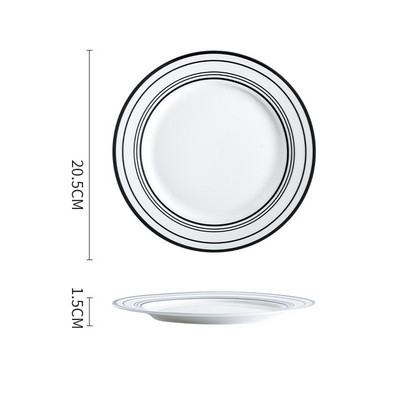 Europietiškas keraminių lėkščių rinkinys glazūros dažymas gyvenamasis kambarys vaisių salotų lėkštė rankomis piešta geometrija stalinis vakarienės rinkinys lėkštės ir indai