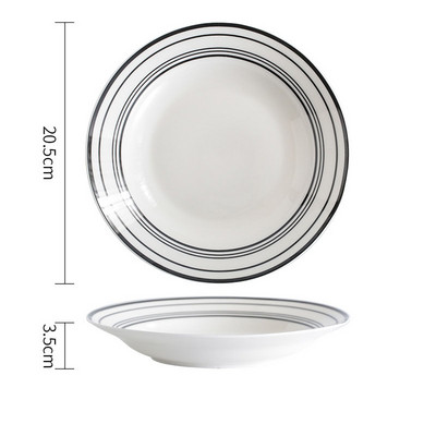 Europietiškas keraminių lėkščių rinkinys glazūros dažymas gyvenamasis kambarys vaisių salotų lėkštė rankomis piešta geometrija stalinis vakarienės rinkinys lėkštės ir indai