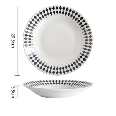 Europietiškas keraminių lėkščių rinkinys glazūros dažymas gyvenamasis kambarys vaisių salotų lėkštė rankomis piešta geometrija stalinis vakarienės rinkinys lėkštės ir indai