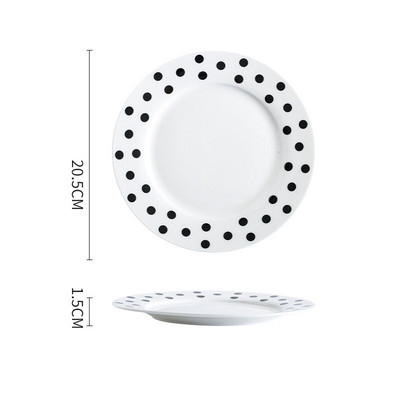 Europietiškas keraminių lėkščių rinkinys glazūros dažymas gyvenamasis kambarys vaisių salotų lėkštė rankomis piešta geometrija stalinis vakarienės rinkinys lėkštės ir indai