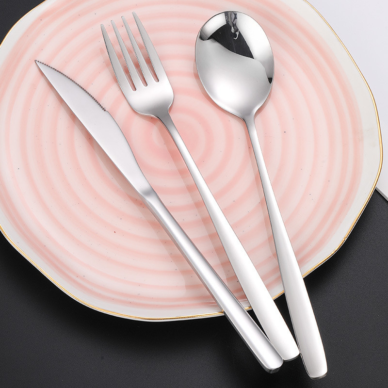 Western επιτραπέζια σκεύη 304 από ανοξείδωτο ατσάλι Κουτάλι Κορεατικού καφέ ανακατεύοντας επιδόρπιο Μαχαίρι και πιρούνι με μακριά λαβή