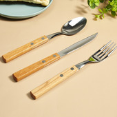 Medinės rankenos stalo įrankiai nerūdijančio plieno Prabangūs namų šaukštas medinės rankenos stalo reikmenys virtuvės sukomplektuoti indai