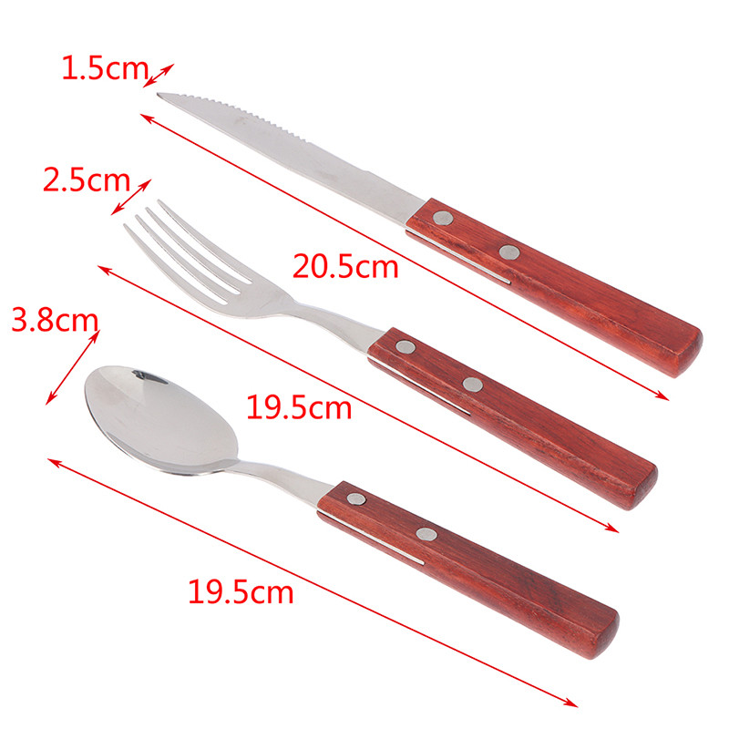 Medinės rankenos stalo įrankiai nerūdijančio plieno Prabangūs namų šaukštas medinės rankenos stalo reikmenys virtuvės sukomplektuoti indai