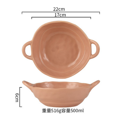 500 ml keraminis salotų dubuo su rankena Virtuvinė sriubos makaronų dubuo makaronų vaisių lėkštė Stalo reikmenys Mikrobangų krosnelė Keptuvė