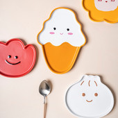 OuQIII parduotuvė Keraminės lėkštės Desertinis patiekalas Stalo reikmenys Debesis Tulpės Sūris Saldainiai Animaciniai filmukai Šuo Meška Mielos lėkštės vakarienei