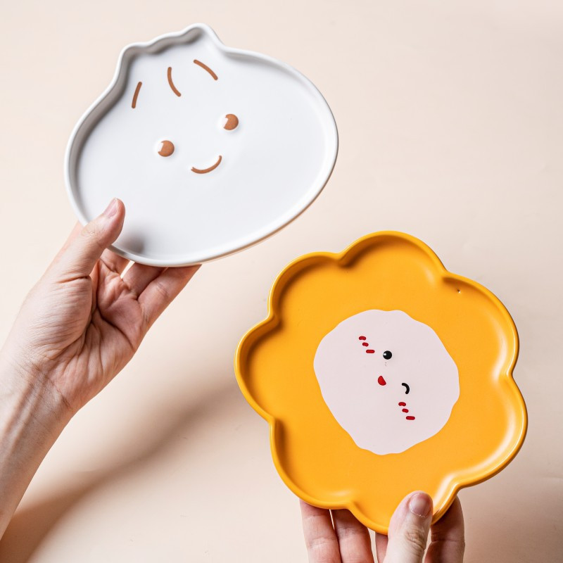 OuQIII parduotuvė Keraminės lėkštės Desertinis patiekalas Stalo reikmenys Debesis Tulpės Sūris Saldainiai Animaciniai filmukai Šuo Meška Mielos lėkštės vakarienei