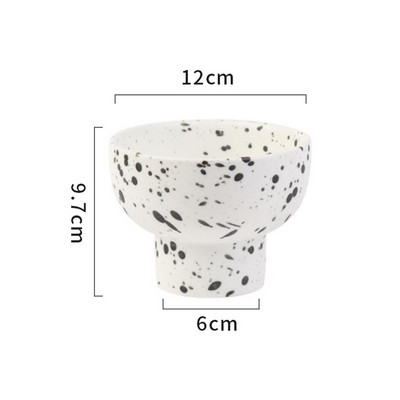 Aukštos kokybės šiaurietiškas juodai dėmėtas keraminis jogurto ledų dubuo Creative High Foot pusryčiai avižiniai dribsniai desertinės salotos vaisiai