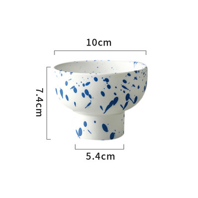 Aukštos kokybės šiaurietiškas juodai dėmėtas keraminis jogurto ledų dubuo Creative High Foot pusryčiai avižiniai dribsniai desertinės salotos vaisiai