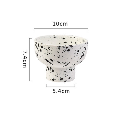Aukštos kokybės šiaurietiškas juodai dėmėtas keraminis jogurto ledų dubuo Creative High Foot pusryčiai avižiniai dribsniai desertinės salotos vaisiai