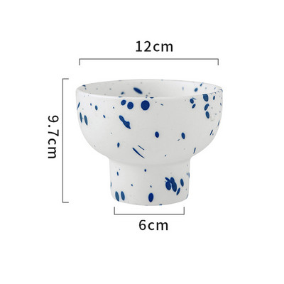 Aukštos kokybės šiaurietiškas juodai dėmėtas keraminis jogurto ledų dubuo Creative High Foot pusryčiai avižiniai dribsniai desertinės salotos vaisiai