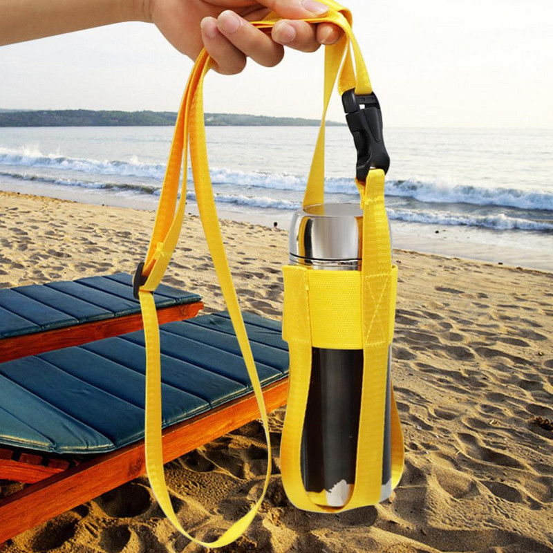 Sportinio buteliuko rankenos dirželis Patvarus reguliuojamas vandens buteliuko laikiklio dirželis Universalus kolbos laikiklis patikimam nešiojimui ant peties