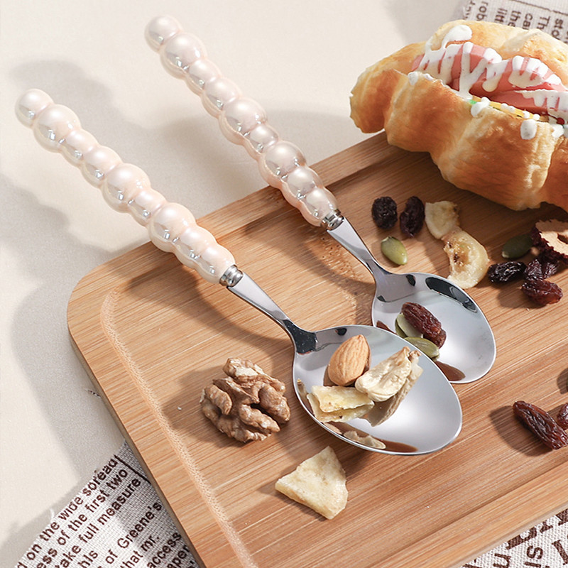 1/4 vnt. Keraminių perlų rankenos stalo įrankių rinkinys nerūdijančio plieno stalo įrankių rinkinys Kūrybiškumo peilis šaukštas šakutė stalo įrankių rinkinys indų rinkinys