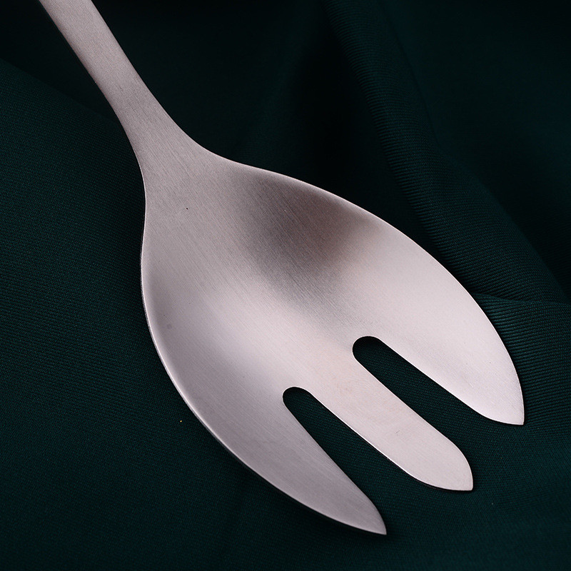 Nerūdijančio plieno salotų šakutė nuo nuplikimo bambuko rankena Viskas viename šaukšte Makaronų šakutė Vaisių deserto patiekimo šakutė ir šaukštai stalo įrankiai