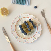 Kerek virágos kerámia tányér francia sütemény desszerttálca koreai reggeli kenyér Gyümölcstál Délutáni tea uzsonnatál