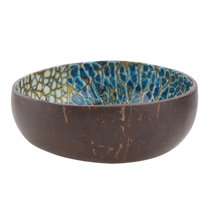 1vnt kokoso dubuo Namų laikymo dubuo dekoratyvinė raktų laikymo lėkštė (mėlyna, geltona)