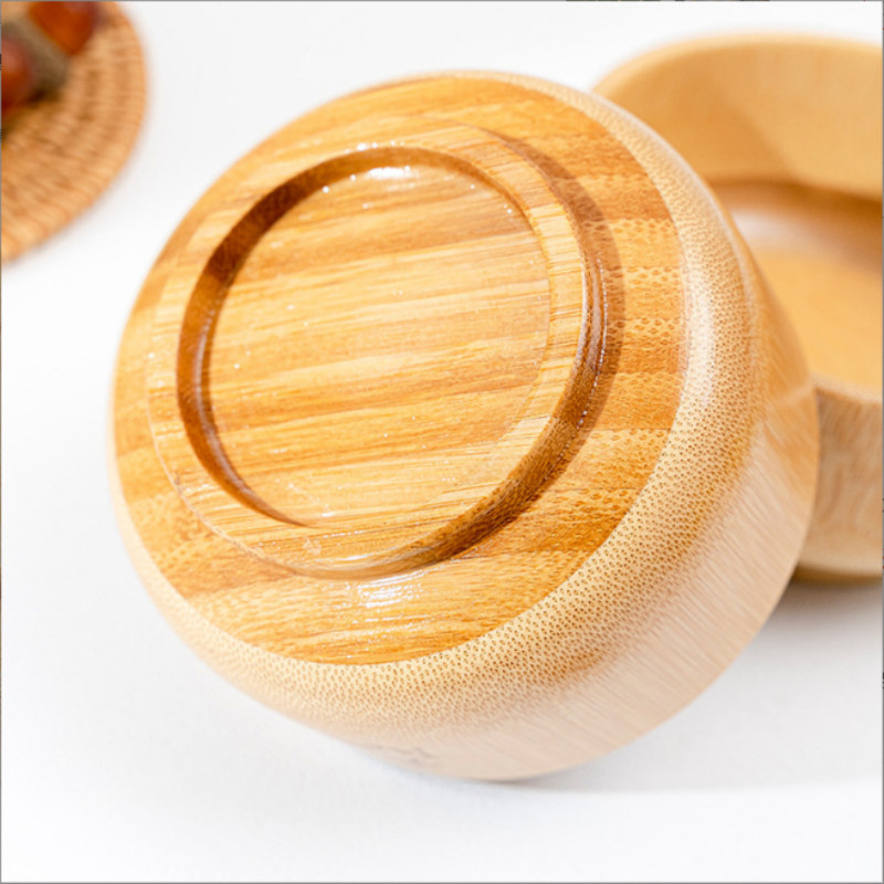 Valódi BPA-mentes japán stílusú étkészlet Egyedi, természetes bambusz tál, kézzel faragott kerek tál Biztonságos, nem mérgező rizstál babaetetéshez