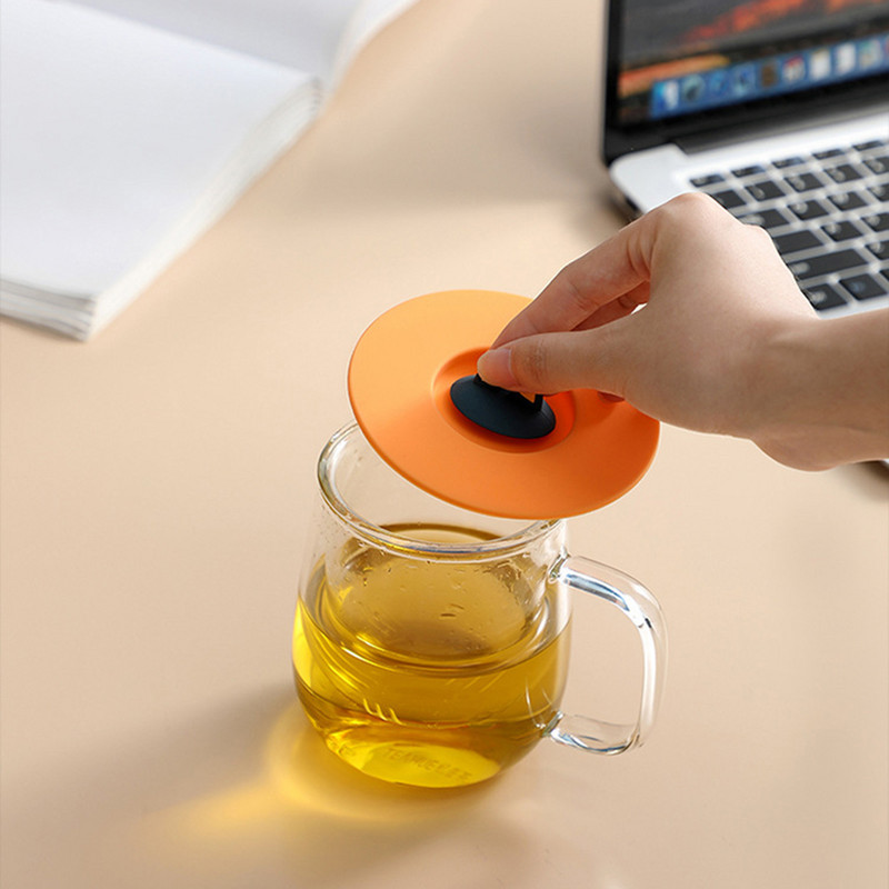 Aranyos rajzfilm macska szilikon csésze fedél hőálló, szivárgásmentes univerzális kerek porálló palackfedél, újrafelhasználható ivóeszköz-tartozékok