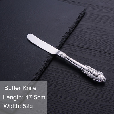 1 Τεμάχια Πολυτελή επιτραπέζια σκεύη Vintage Western Σετ μαχαιροπήρουνων από ανοξείδωτο ατσάλι Γάμος Χαρακτική σερβίτσιο Μαχαίρι Πιρούνι Κουτάλι Σκουπίδια