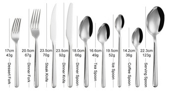 1 части Кухненски прибори от неръждаема стомана Западен комплект прибори за хранене Комплект прибори за хранене Огледало Нож Вилица Лъжица Елегантен сервиз за хранене