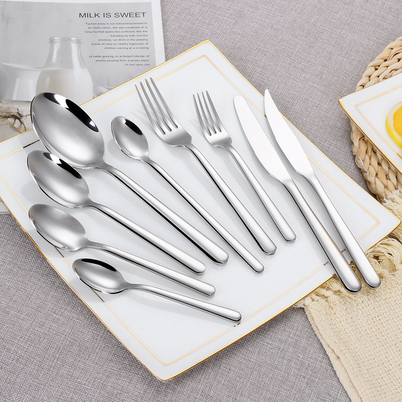 1 tk köögiriistad roostevabast terasest lääne lauanõude komplekt Söögiriistade komplekt Peegel nuga Kahvel Lusikas Elegantne sööginõu