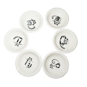 6db Aranyos macska mini méretű kerámia szójatál szósz ecetes lekváros edények konyhai kis tányéros étkészlet újdonság ajándék