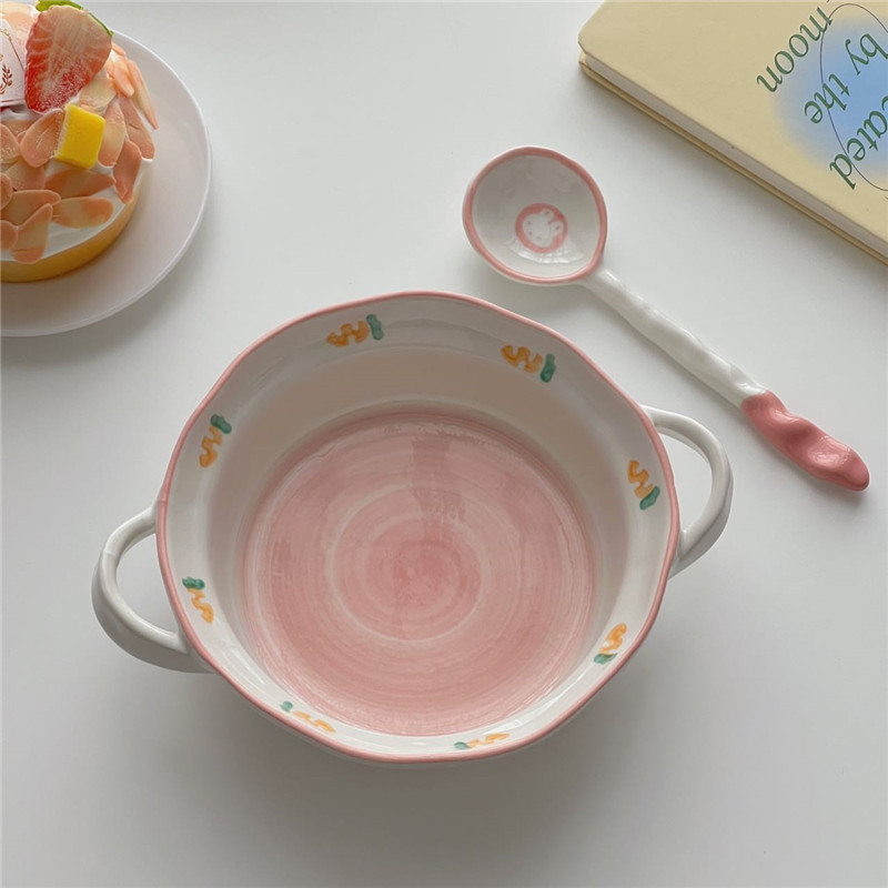 Dubenys Puikūs Buitiniai Keraminiai Indai Pusryčių salotos Dviguba rankena Puikūs greitai paruošiami makaronai Įrankis Saldus Paprastas Be šaukšto