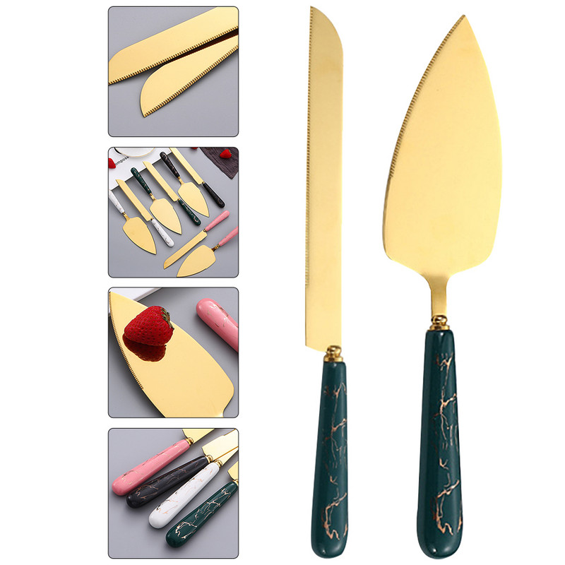 Tortų mentelių rinkinys Nešiojami pjaustytuvai Nerūdijančio plieno duonos makaronų sūrio pjaustyklė Buitinė Vestuvės Gležna