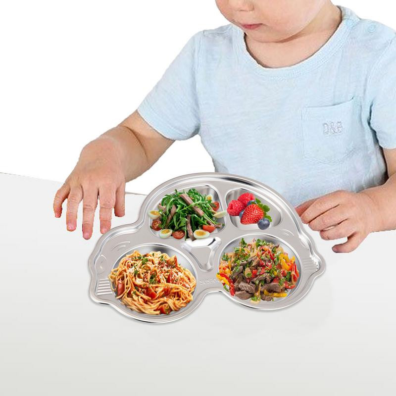 Nerūdijančio plieno padalintos lėkštės Padėklas Nedūžtančios vakarienės lėkštės vaikams Mielų formų vaikų stalo reikmenys Stovyklavietės indai Vaikų vakarienė