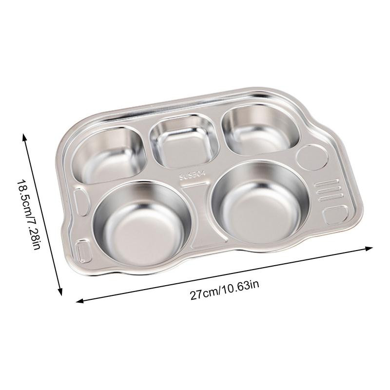 Nerūdijančio plieno padalintos lėkštės Padėklas Nedūžtančios vakarienės lėkštės vaikams Mielų formų vaikų stalo reikmenys Stovyklavietės indai Vaikų vakarienė