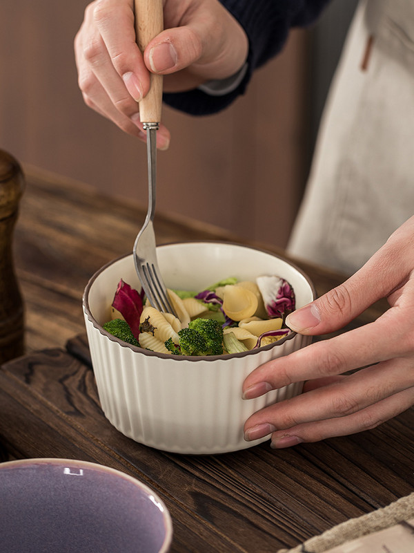 Reljefinė juostelė Ryžių dubuo Keramika Buitinis Paprastas Talpykla Žemė Paprastas Kūrybiškas Ekologiškas Naujas Stilius Praktiškas