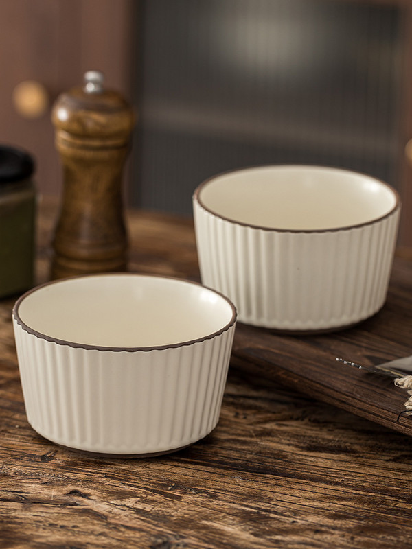 Reljefinė juostelė Ryžių dubuo Keramika Buitinis Paprastas Talpykla Žemė Paprastas Kūrybiškas Ekologiškas Naujas Stilius Praktiškas