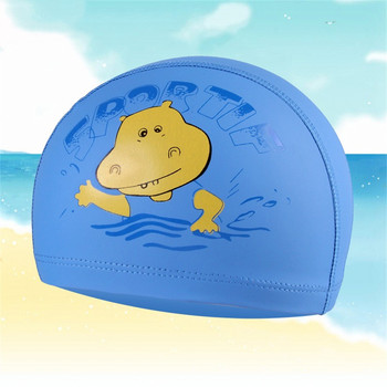 Детска шапка за плуване Грижа за косата Дишаща подплата Шапка за плуване 3d прилягащ дизайн Унисекс Шапка за плуване с Pu покритие Сладък принт