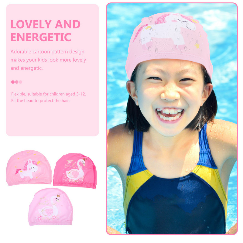 3 τμχ Καπέλα ντους κολύμβησης Παιδικά καπέλα κινουμένων σχεδίων Αξεσουάρ υφασμάτινα φορητά καπέλα πολυεστέρα αγόρι
