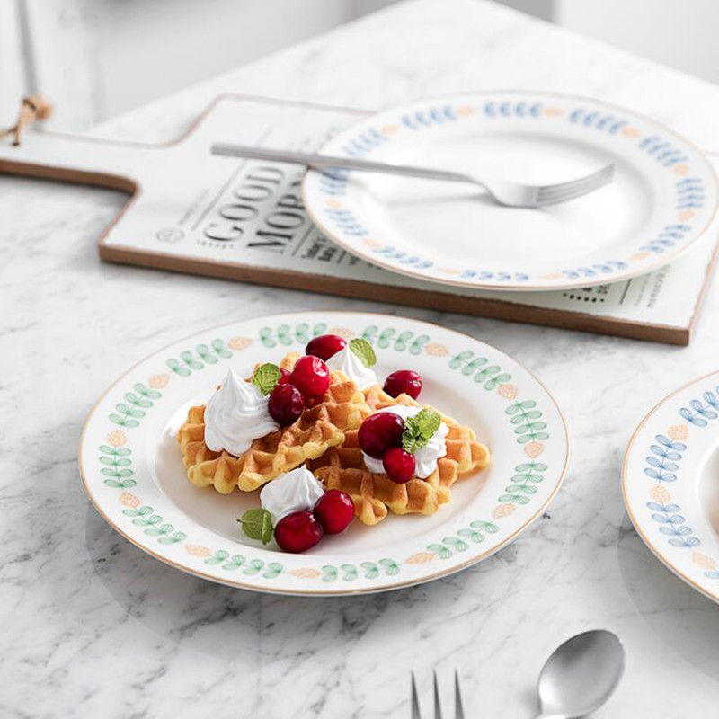 Korėjos Ins Phnom Penh Lapų keramika Namų vakarietiška lėkštė Desertinė lėkštė Pusryčių lėkštė kepsnys Sekli lėkštė porcelianiniai virtuvės įrankiai