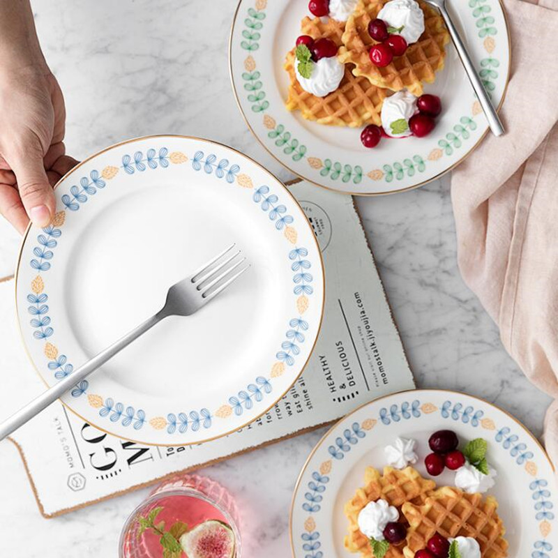 Korėjos Ins Phnom Penh Lapų keramika Namų vakarietiška lėkštė Desertinė lėkštė Pusryčių lėkštė kepsnys Sekli lėkštė porcelianiniai virtuvės įrankiai