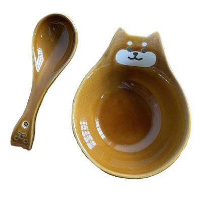 Mielas katės keraminio padažo indų rinkinys Juokingas sviestinio indo padažo lėkštės aliejaus dubuo su šaukštu sušių kečupui alyvuogių aliejaus užkandis THJ99