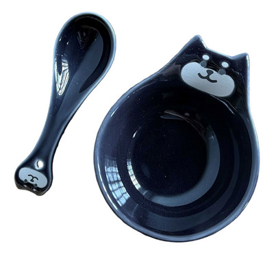 Mielas katės keraminio padažo indų rinkinys Juokingas sviestinio indo padažo lėkštės aliejaus dubuo su šaukštu sušių kečupui alyvuogių aliejaus užkandis THJ99