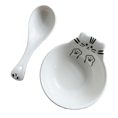 Mielas katės keraminio padažo indų rinkinys Juokingas sviestinio indo padažo lėkštės aliejaus dubuo su šaukštu sušių kečupui alyvuogių aliejaus užkandis THJ99