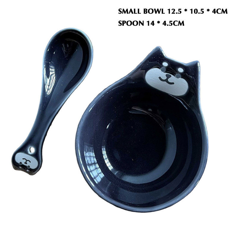 Mielas katės keraminio padažo indų rinkinys Juokingas sviestinio indo padažo lėkštės aliejaus dubuo su šaukštu sušių kečupui alyvuogių aliejaus užkandis THJ99