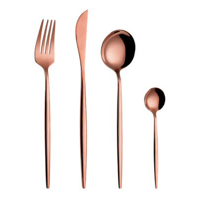 Veidrodinis Auksinis stalo įrankių rinkinys Stalo reikmenys nerūdijančio plieno virtuvės reikmenys, šlifuoti indai 4 vnt. peilis šakutė šaukštas namų stalo reikmenims