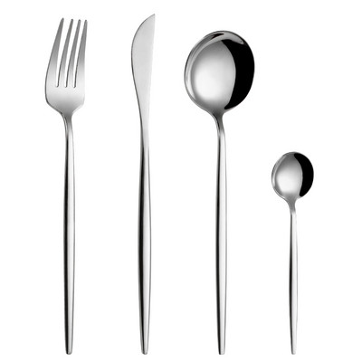 Veidrodinis Auksinis stalo įrankių rinkinys Stalo reikmenys nerūdijančio plieno virtuvės reikmenys, šlifuoti indai 4 vnt. peilis šakutė šaukštas namų stalo reikmenims