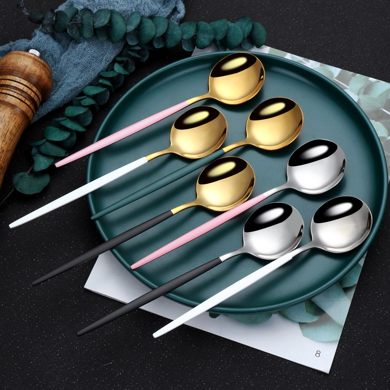 Veidrodinis Auksinis stalo įrankių rinkinys Stalo reikmenys nerūdijančio plieno virtuvės reikmenys, šlifuoti indai 4 vnt. peilis šakutė šaukštas namų stalo reikmenims