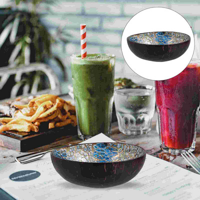 Dekoracijos namų papuošalai darbalaukį puošia kokoso dubuo lukštas verandoje raktų laikymo medinės serviravimo lėkštės