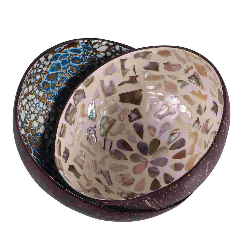 Dekoracijos namų papuošalai darbalaukį puošia kokoso dubuo lukštas verandoje raktų laikymo medinės serviravimo lėkštės