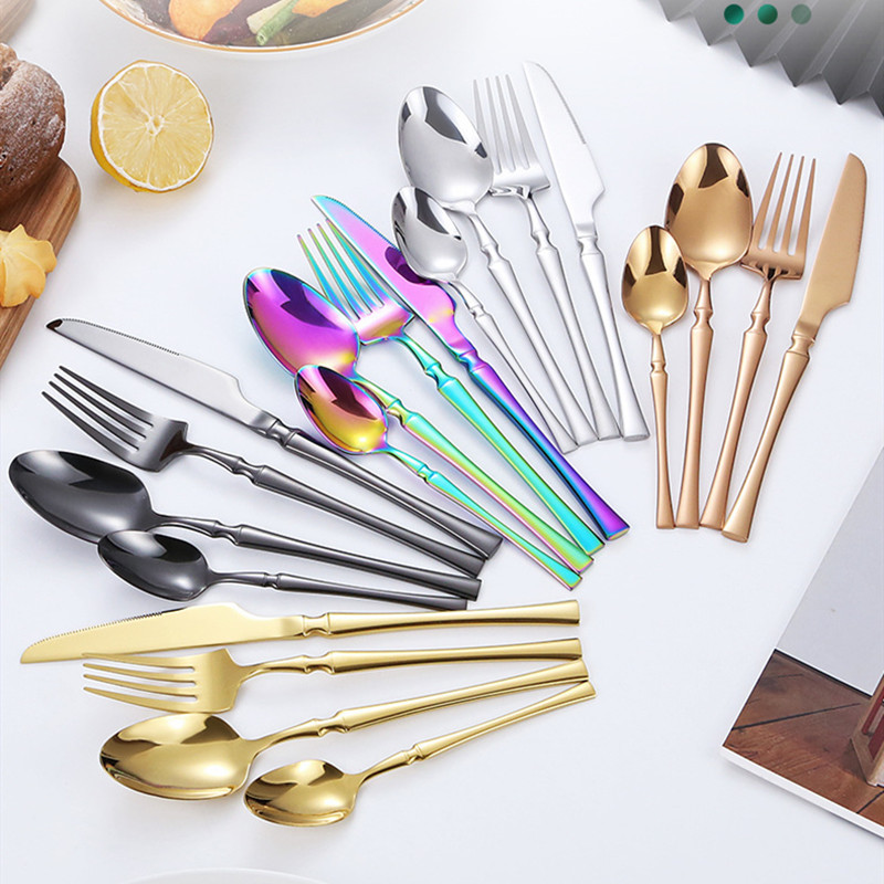 2023, veselă de masă din oțel inoxidabil, secțiune subțire, cuțit cu talie mică, set de lingură, cuțit pentru friptură de Vest, furculiță, lingură de cafea