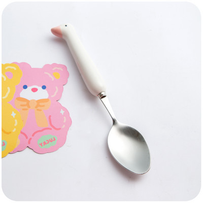 2kom Kawaii patka Žlica Vilica Set pribora za jelo za djecu Školski slatki korejski prijenosni pribor za jelo od nehrđajućeg čelika Kuhinjsko posuđe